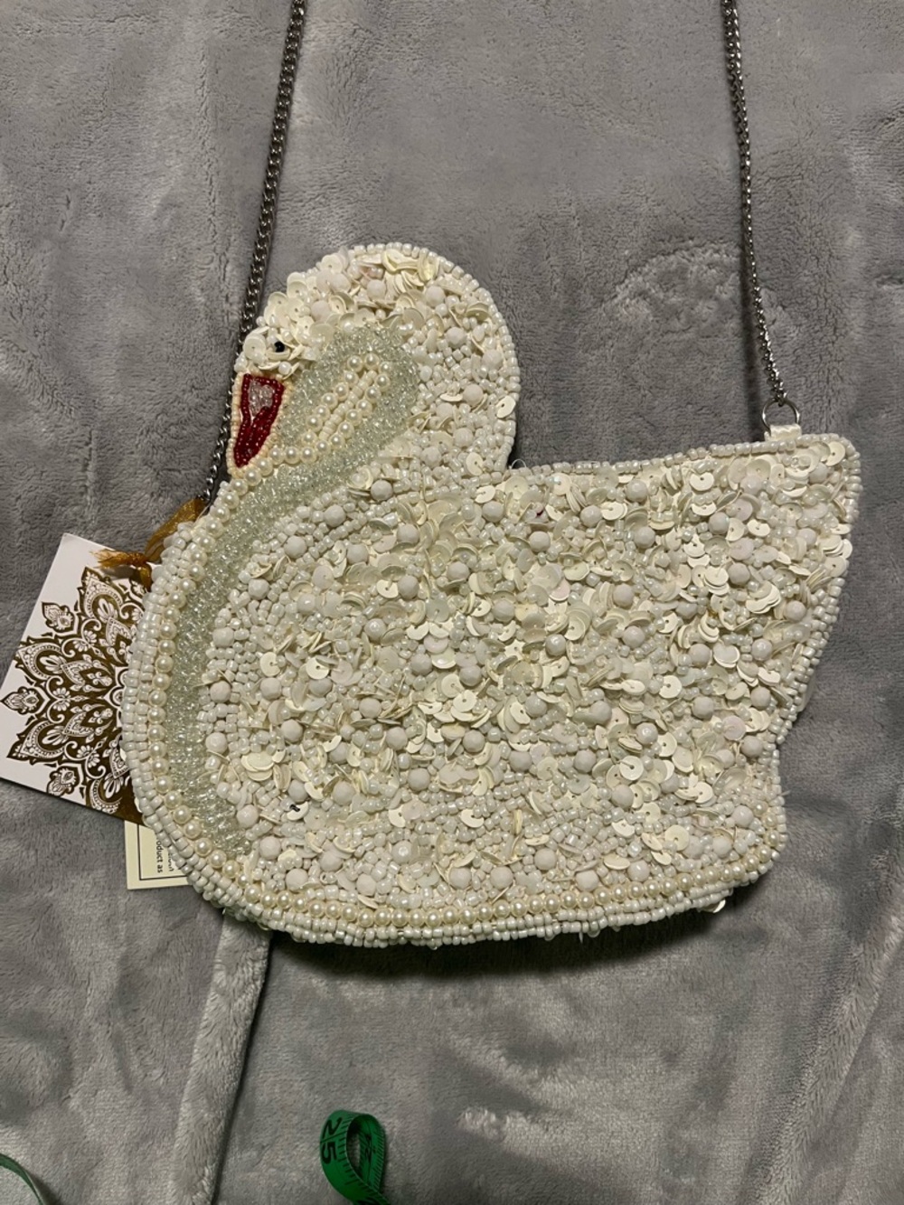 White Swan Sequin and Beaded Crossbody - Picture 6 of 6